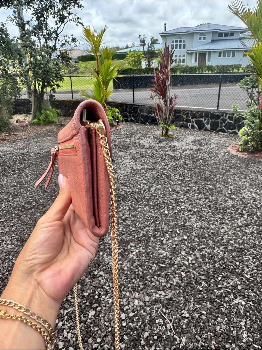 See by Chloé Blush Pink Pebbled Leather Wallet on Chain Crossbody